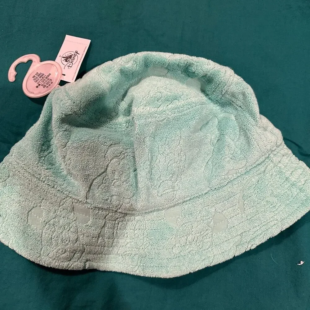 NWT Disney Parks Burnout Mickey & Friends Teal Terry Cloth Bucket Hat